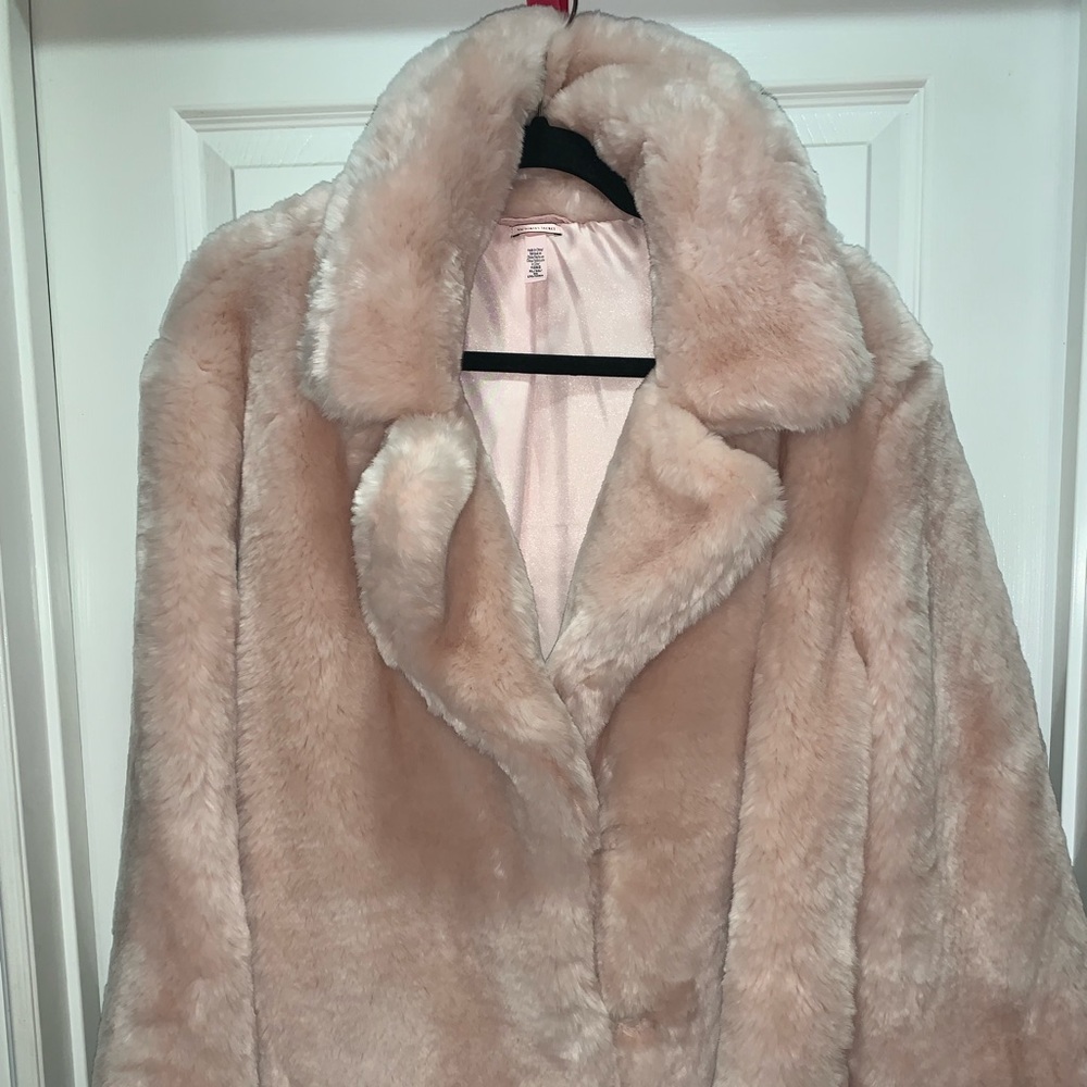 Victoria Secret Light Pink Faux Fur Coat XL NWOT
